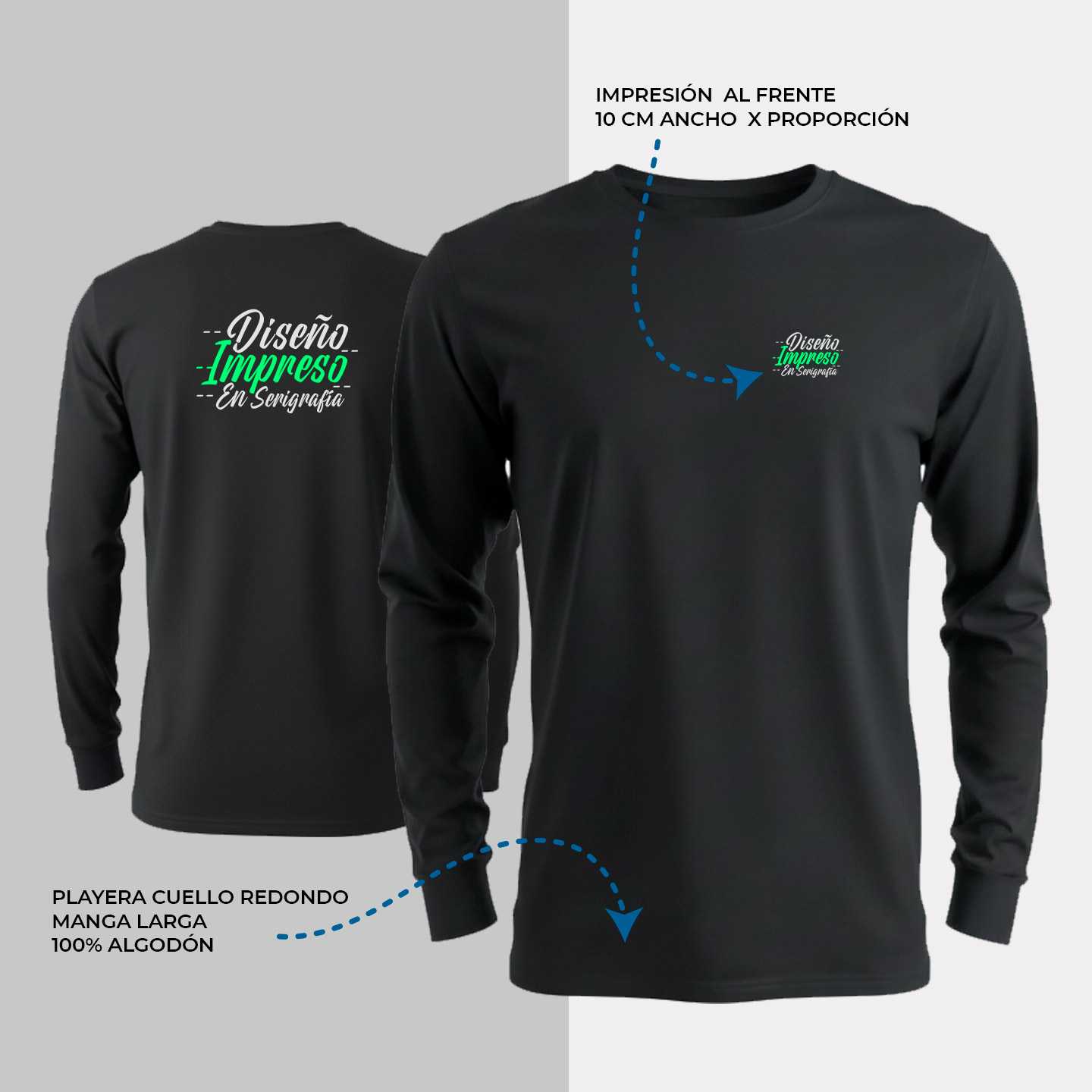 Pack 24 - Playera Cuello Redondo Manga Larga - Imagen 2